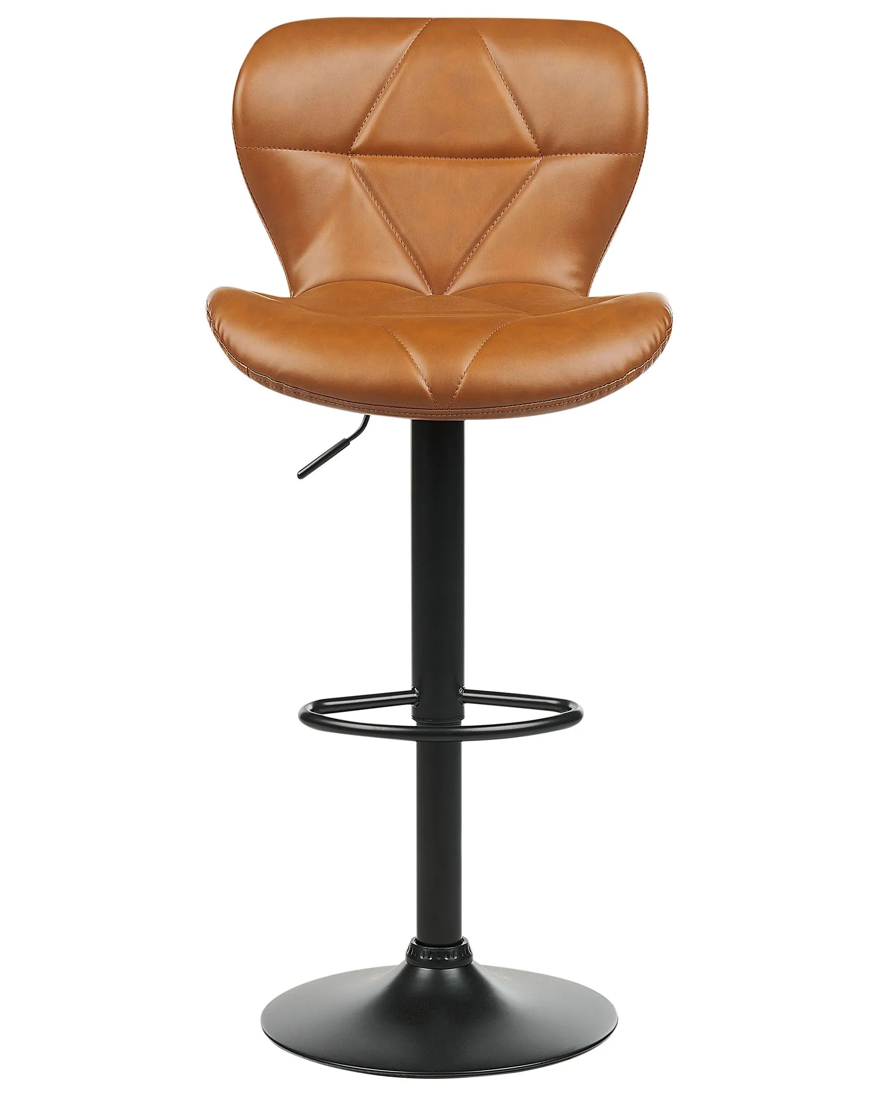 Set of 2 Bar Chairs VALETTA Faux Leather Swivel Golden Brown