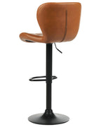 Set of 2 Bar Chairs VALETTA Faux Leather Swivel Golden Brown