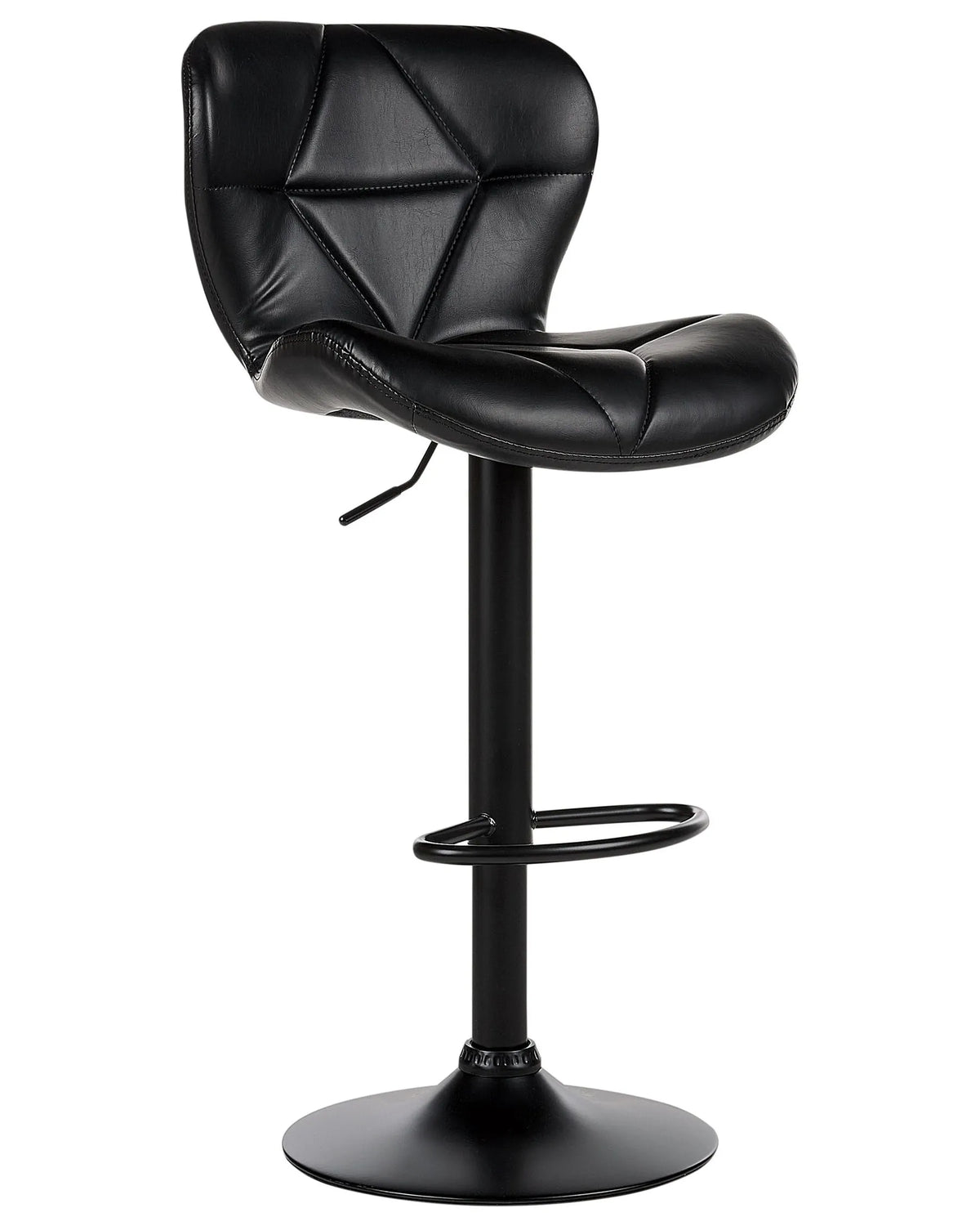 Set of 2 Bar Chairs TOTA Faux Leather Swivel Black — angled product view