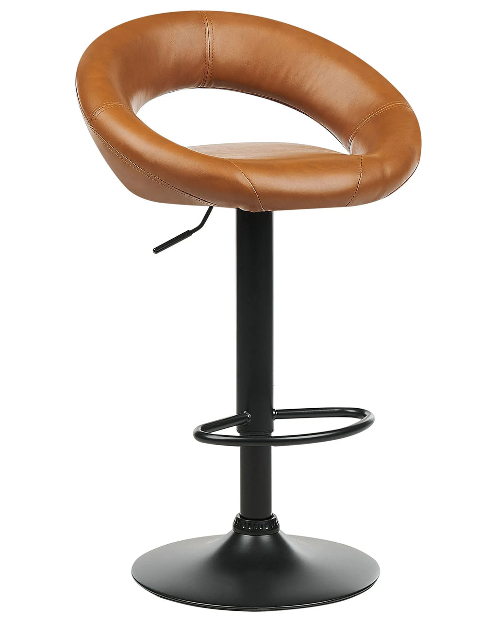 Set of 2 Bar Chairs PEORIA Faux Leather Swivel Golden Brown