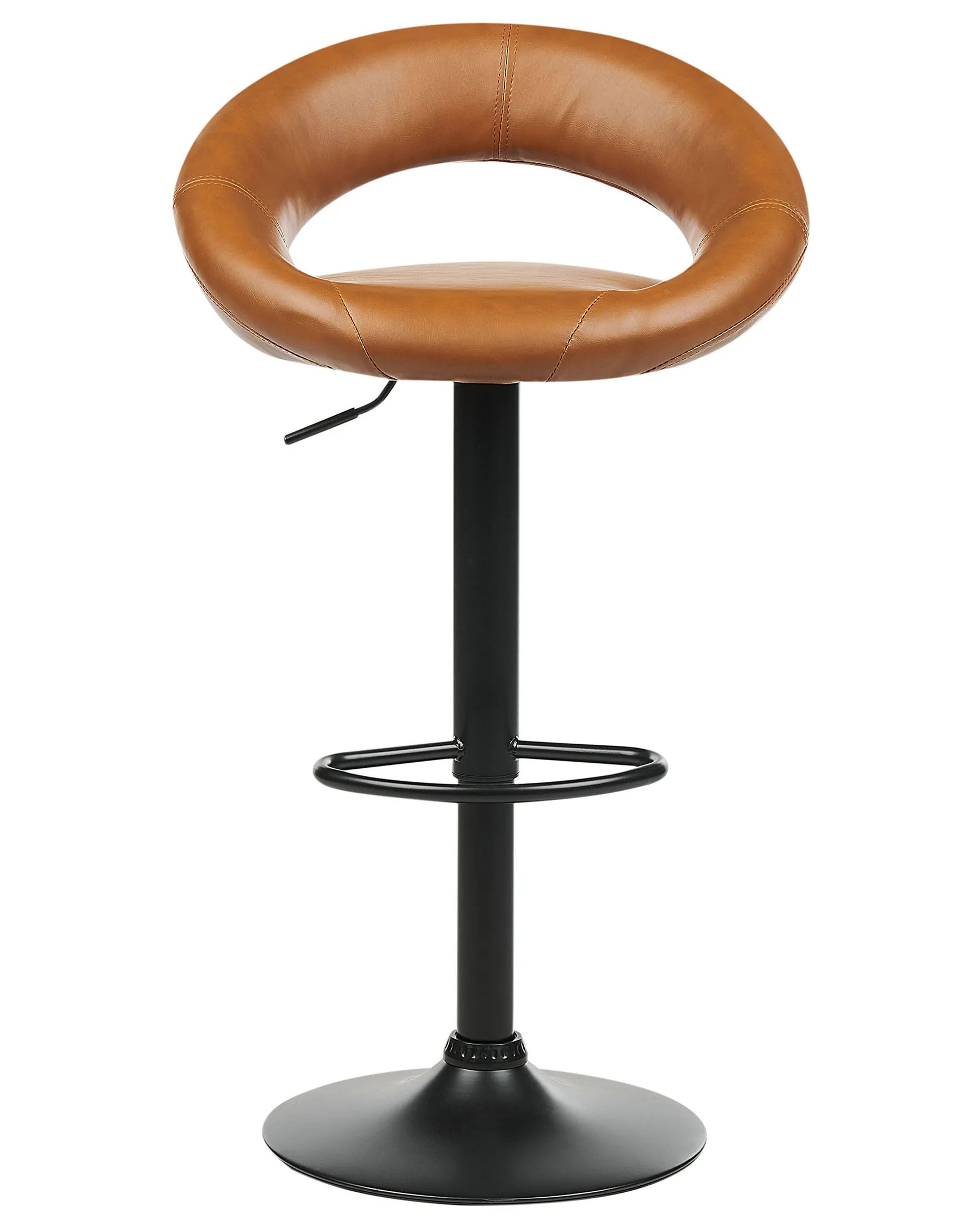 Set of 2 Bar Chairs PEORIA Faux Leather Swivel Golden Brown