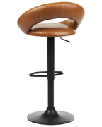 Set of 2 Bar Chairs PEORIA Faux Leather Swivel Golden Brown