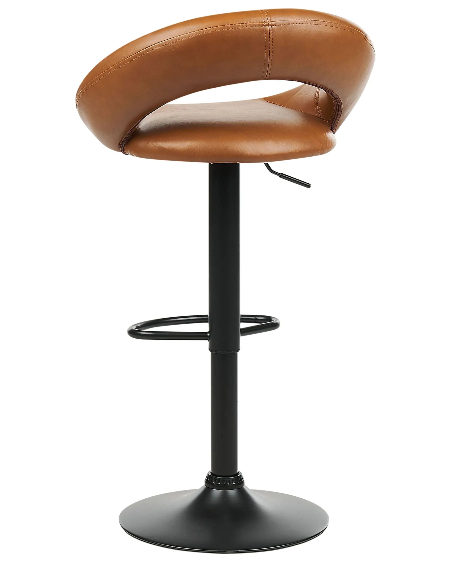 Set of 2 Bar Chairs PEORIA Faux Leather Swivel Golden Brown