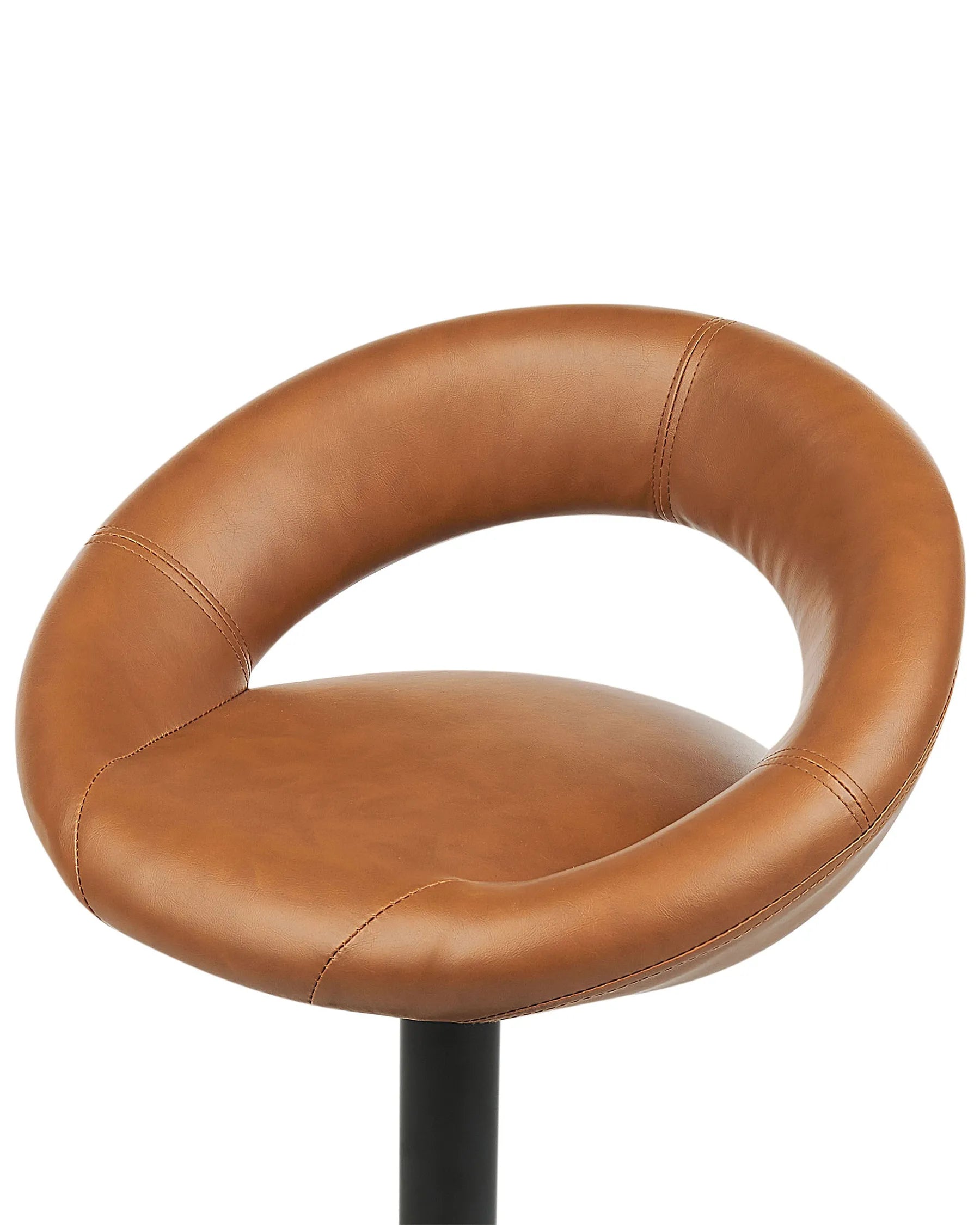 Set of 2 Bar Chairs PEORIA Faux Leather Swivel Golden Brown