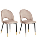 Set of 2 Dining Chairs MAGALIA Velvet Taupe