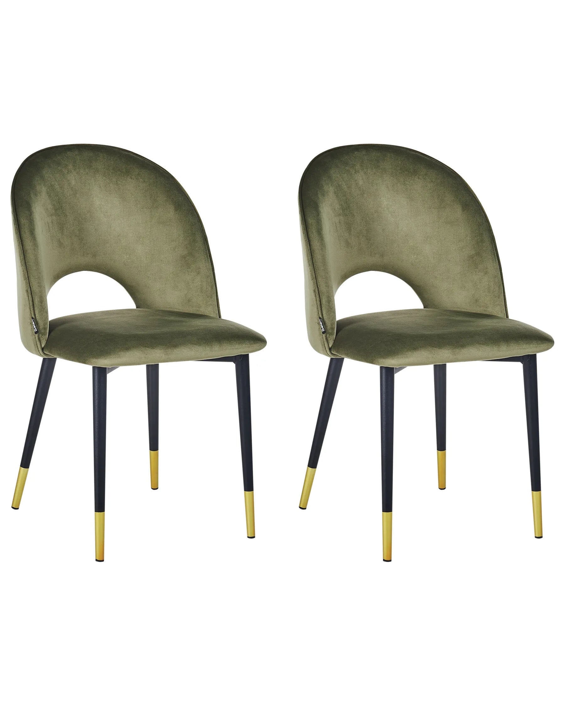 Set of 2 Dining Chairs MAGALIA Velvet Olive Green