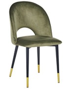 Set of 2 Dining Chairs MAGALIA Velvet Olive Green