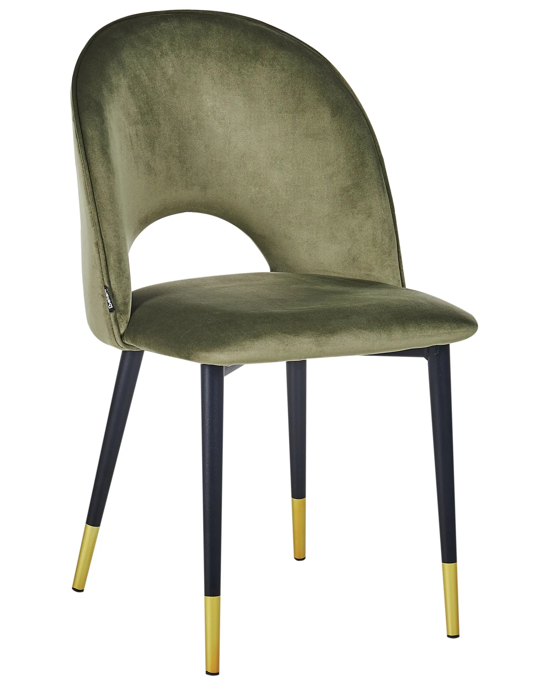 Set of 2 Dining Chairs MAGALIA Velvet Olive Green