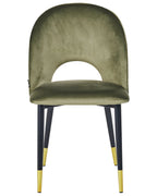 Set of 2 Dining Chairs MAGALIA Velvet Olive Green