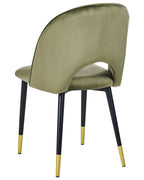 Set of 2 Dining Chairs MAGALIA Velvet Olive Green