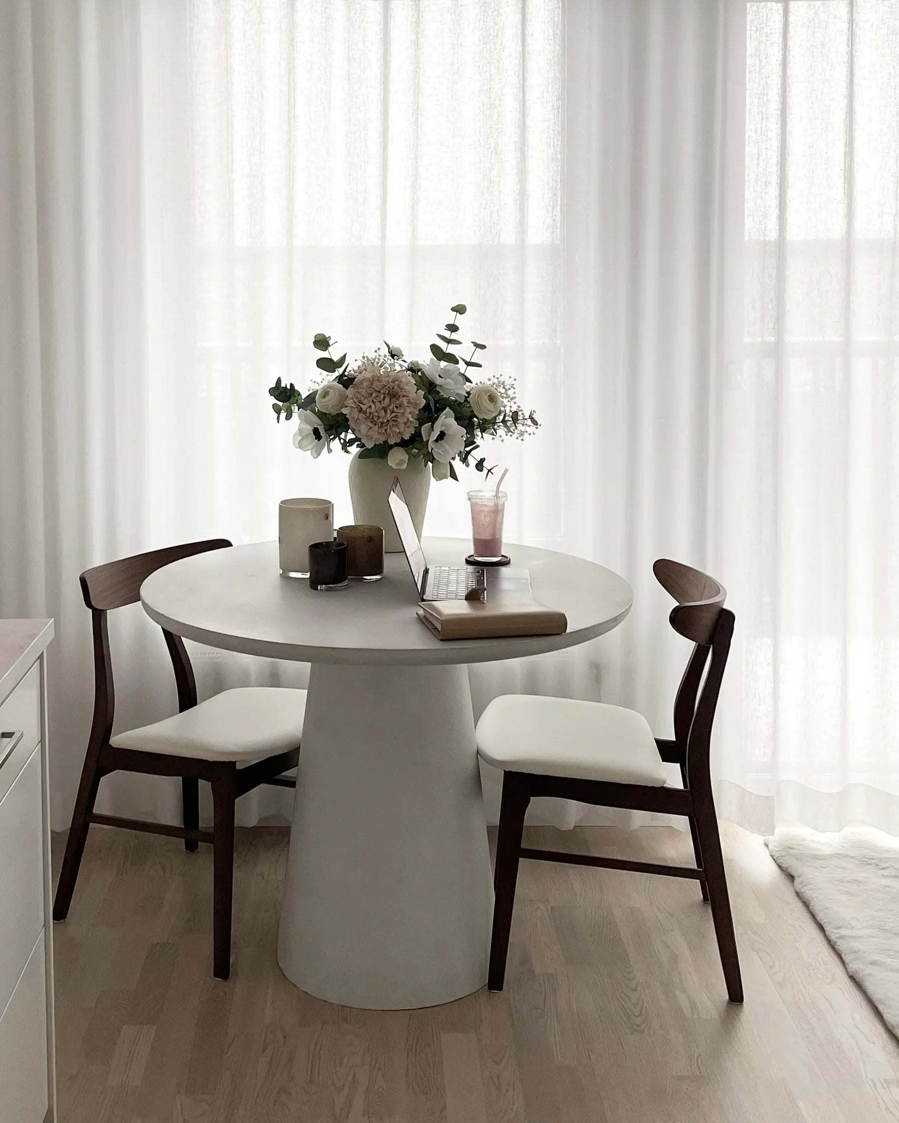 Set of 2 Dining Chairs LYNN Wood Dark Brown/ White