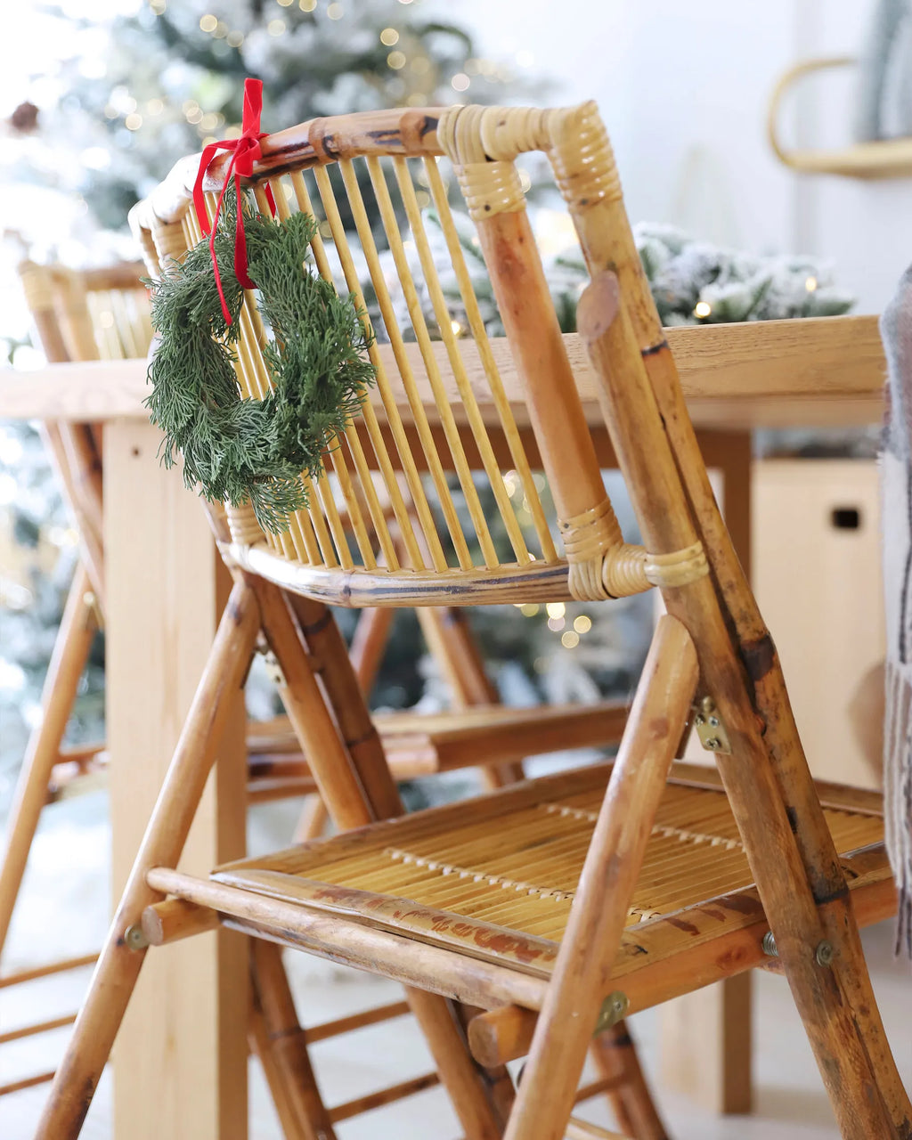Set of 4 Dining Chairs Folding TRENTOR Bamboo Natural