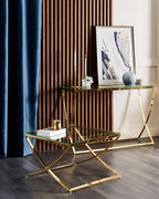 Coffee Table RINGGOLD Tempered Glass Gold