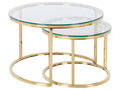 Set of 2 Coffee Tables GRANGE Tempered Glass Gold