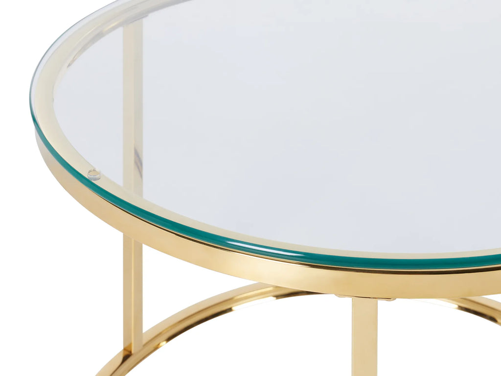 Set of 2 Coffee Tables GRANGE Tempered Glass Gold