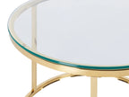 Set of 2 Coffee Tables GRANGE Tempered Glass Gold