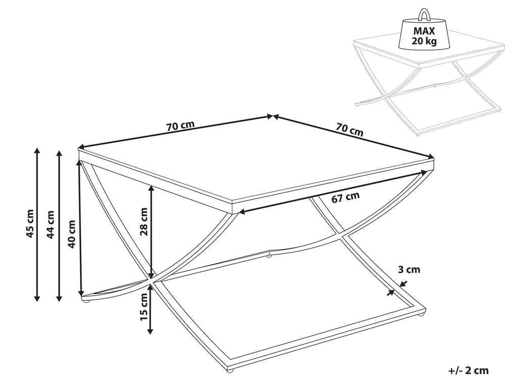 Coffee Table RINGGOLD Tempered Glass Gold