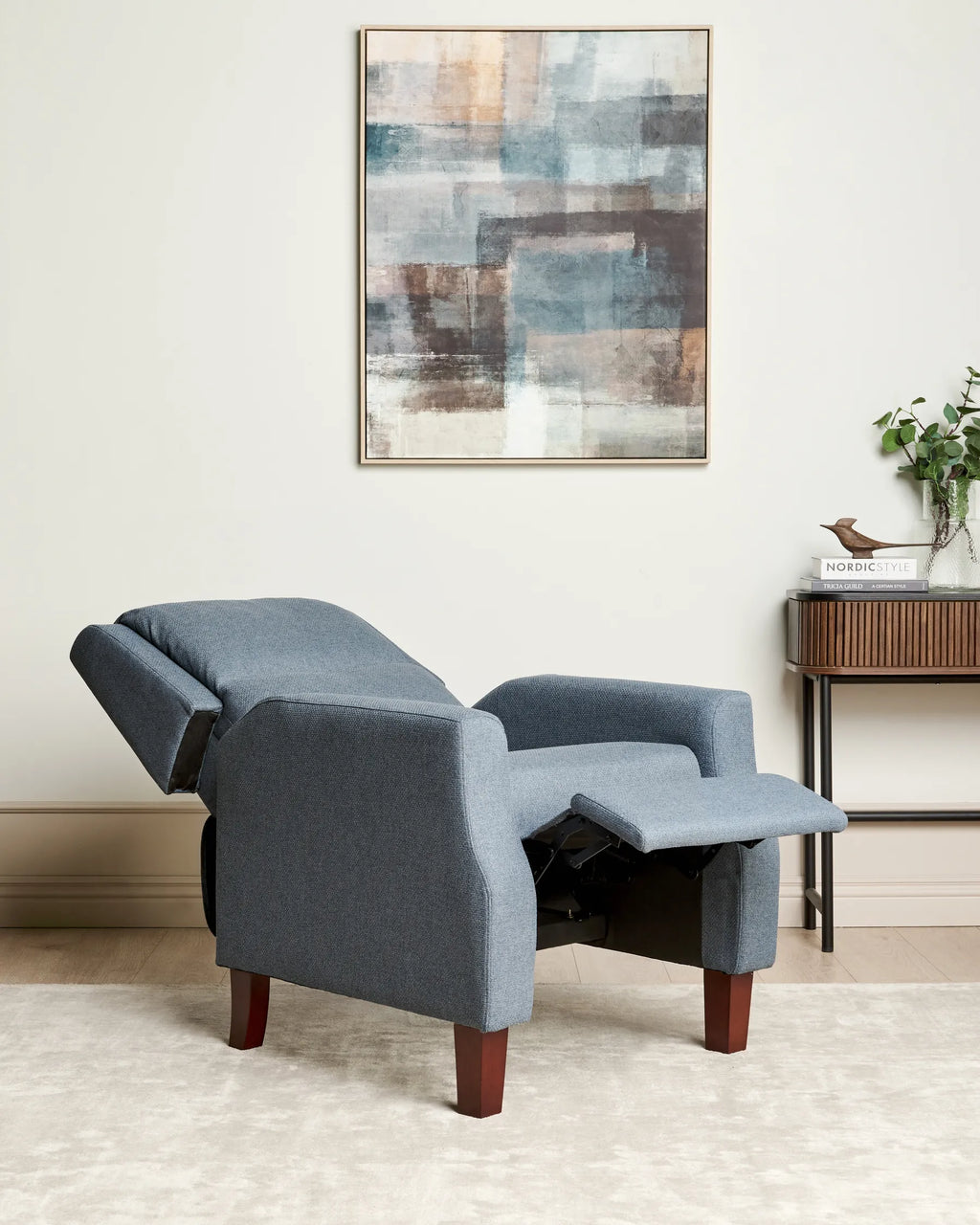 Recliner Chair EGERSUND with Footrest Fabric Dark Blue