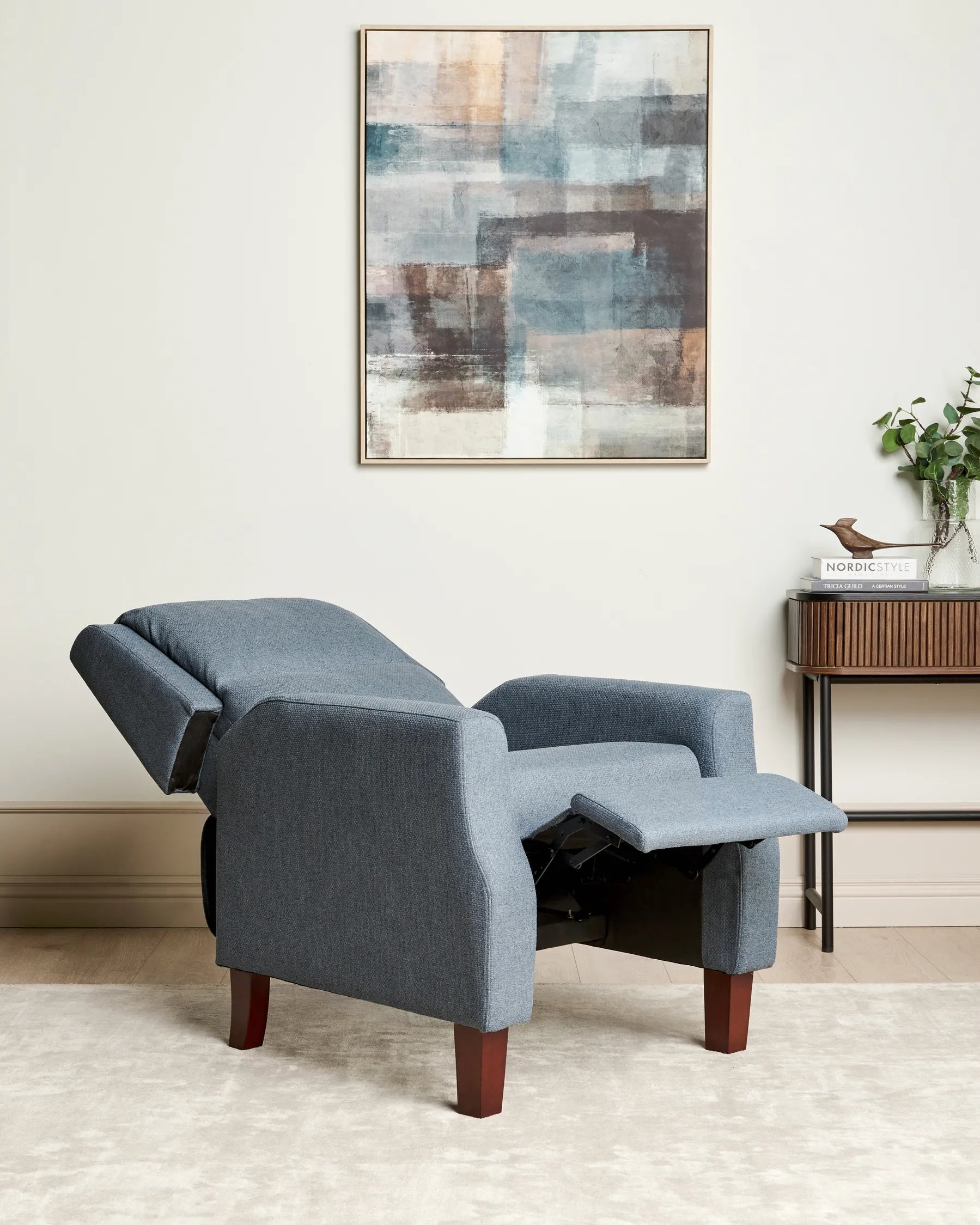 Recliner Chair EGERSUND with Footrest Fabric Dark Blue