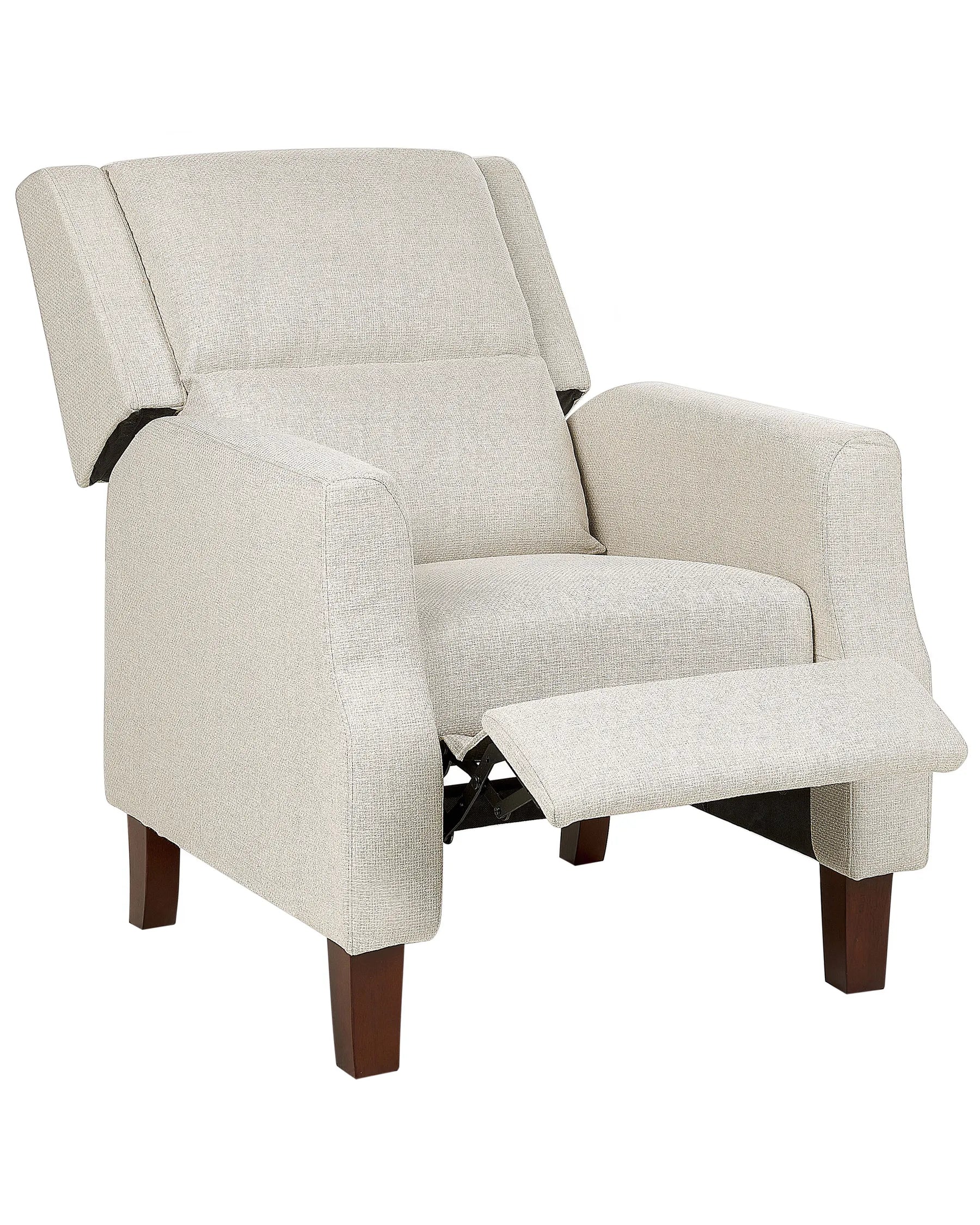 Recliner Chair EGERSUND with Footrest Fabric Light Beige
