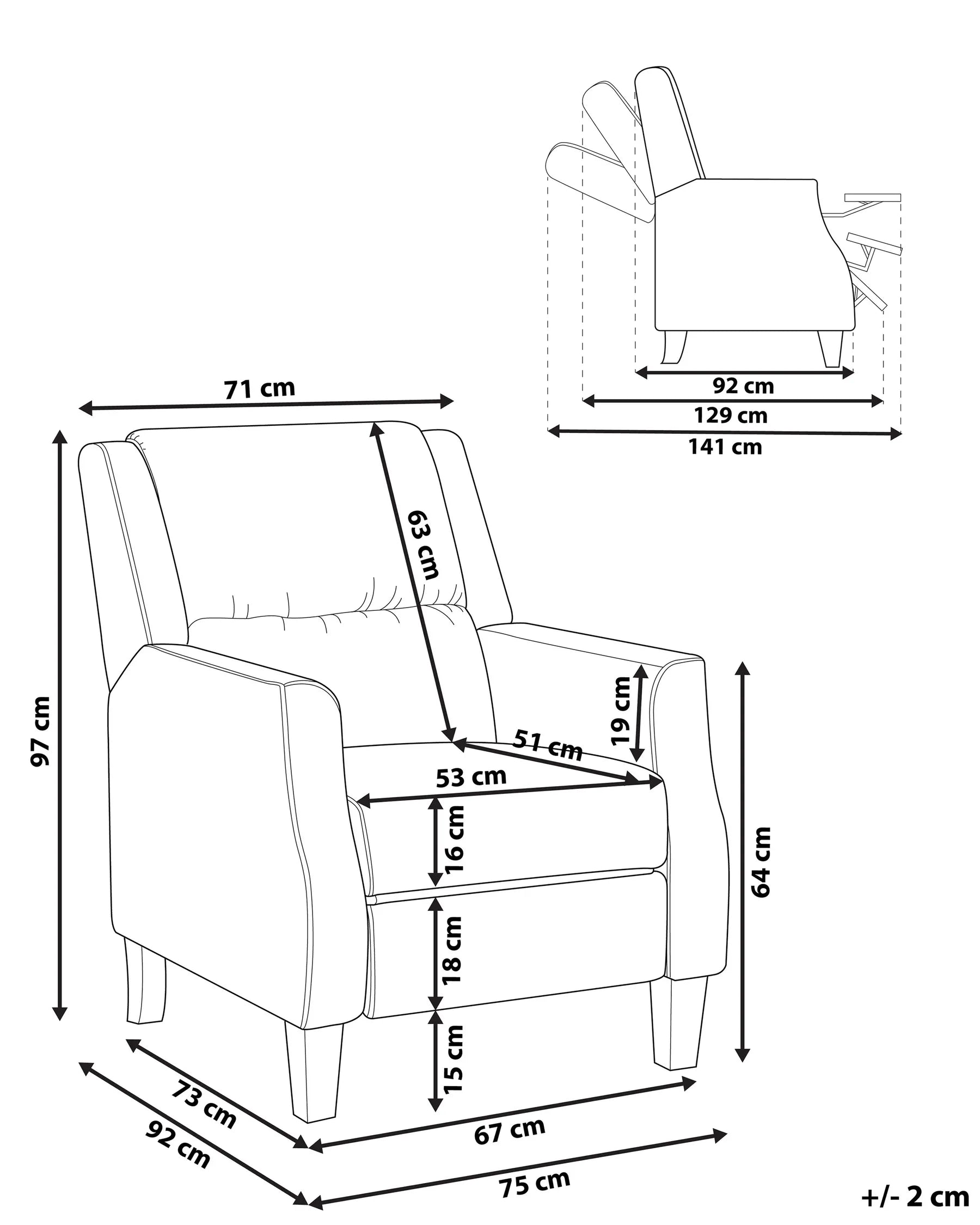Recliner Chair EGERSUND with Footrest Fabric Light Beige