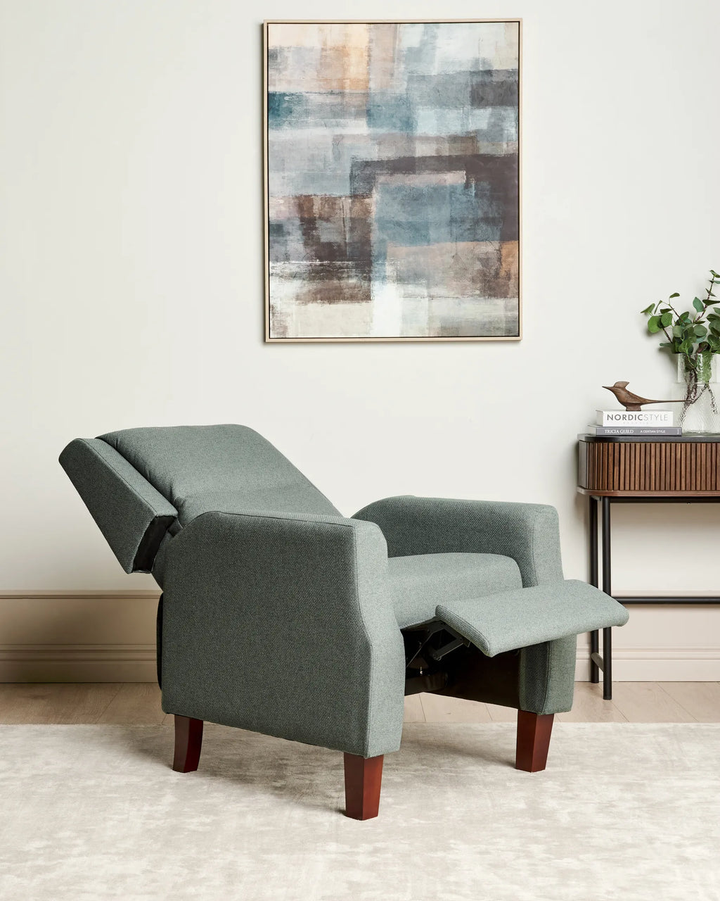 Recliner Chair EGERSUND with Footrest Fabric Light Green