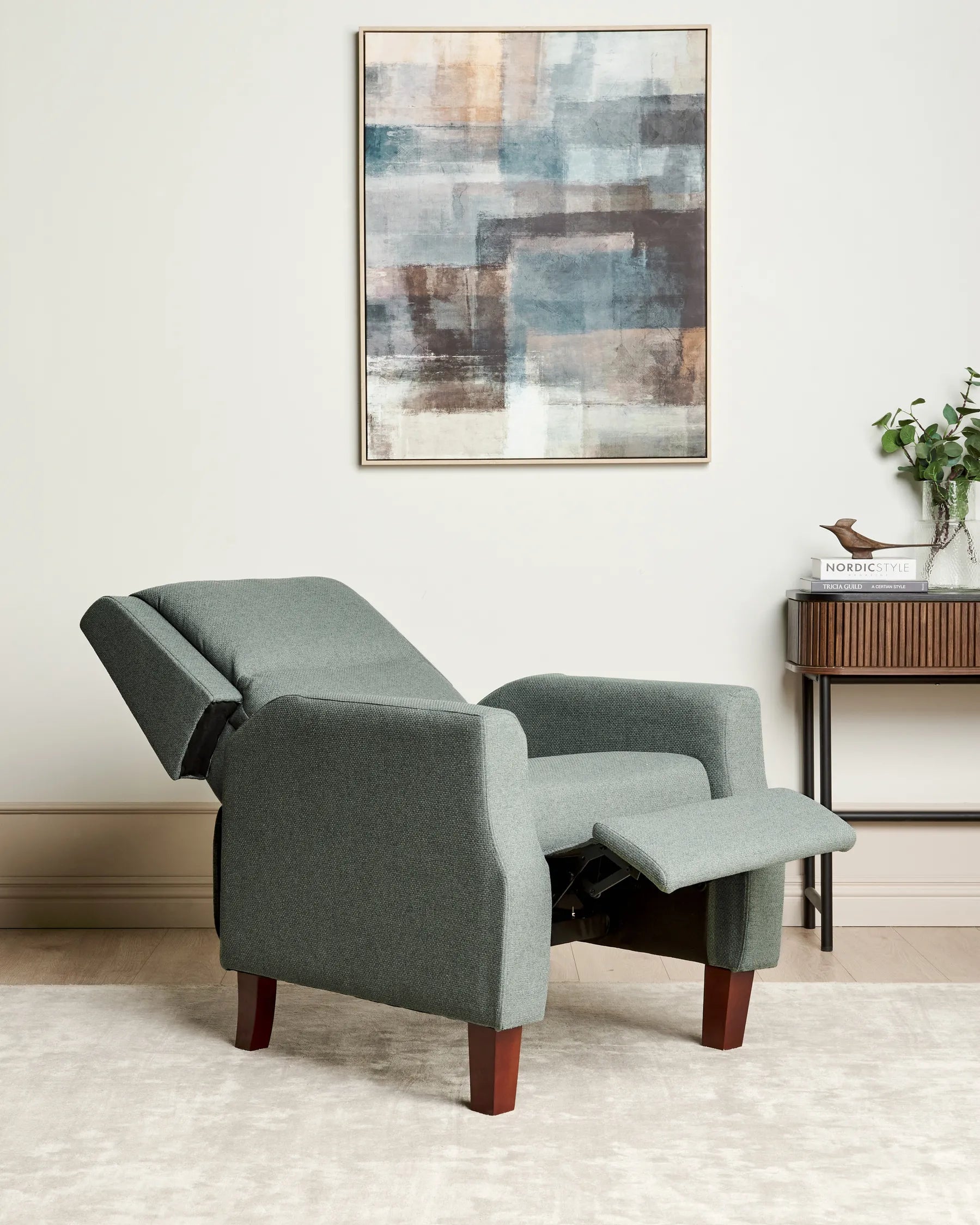 Recliner Chair EGERSUND with Footrest Fabric Light Green