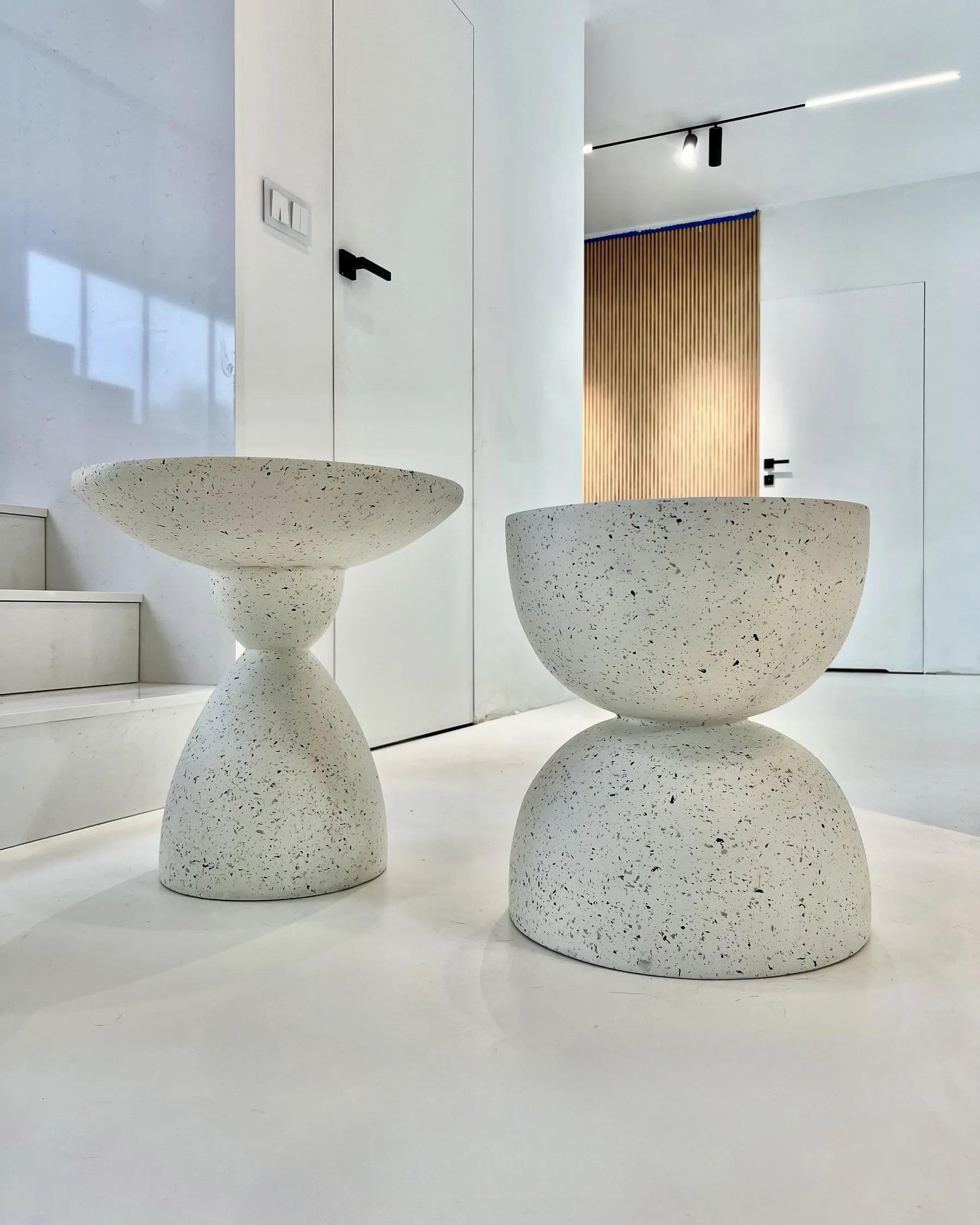 Side Table CAFFI 50 cm 50 cm White Terrazzo