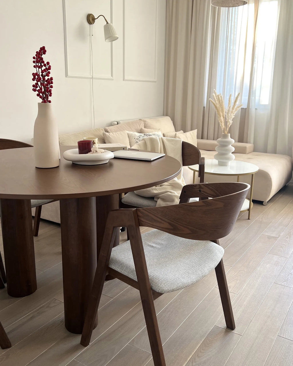 Set of 2 Dining Chairs YUBA Wood Light Grey
