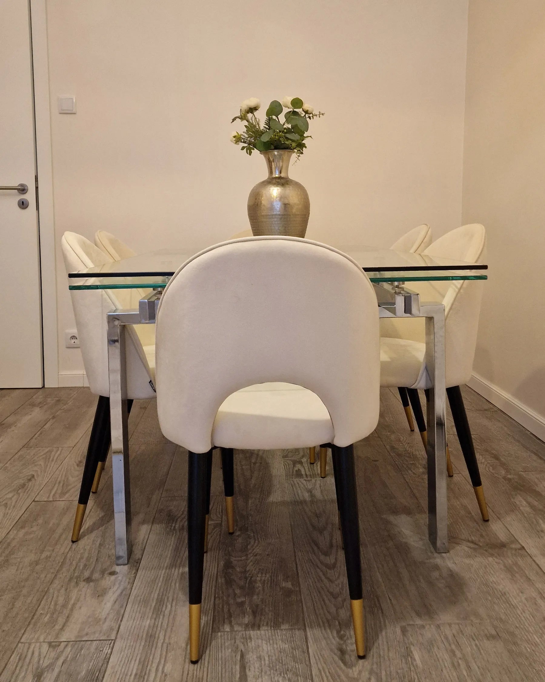 Set of 2 Dining Chairs MAGALIA Velvet Light Beige