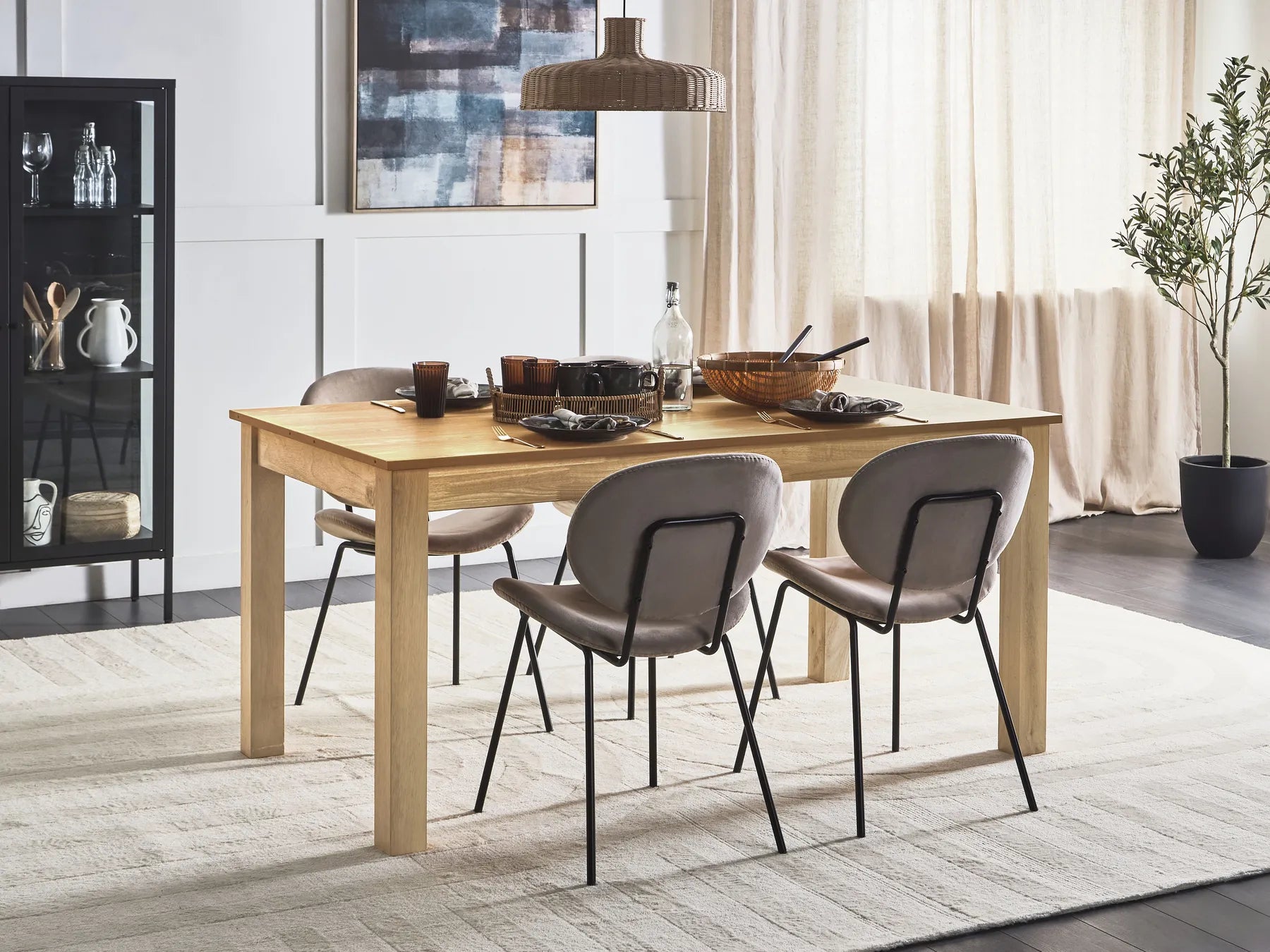 Extending Dining Table MADURA Natural Ash Wood 160/240 cm 90 cm