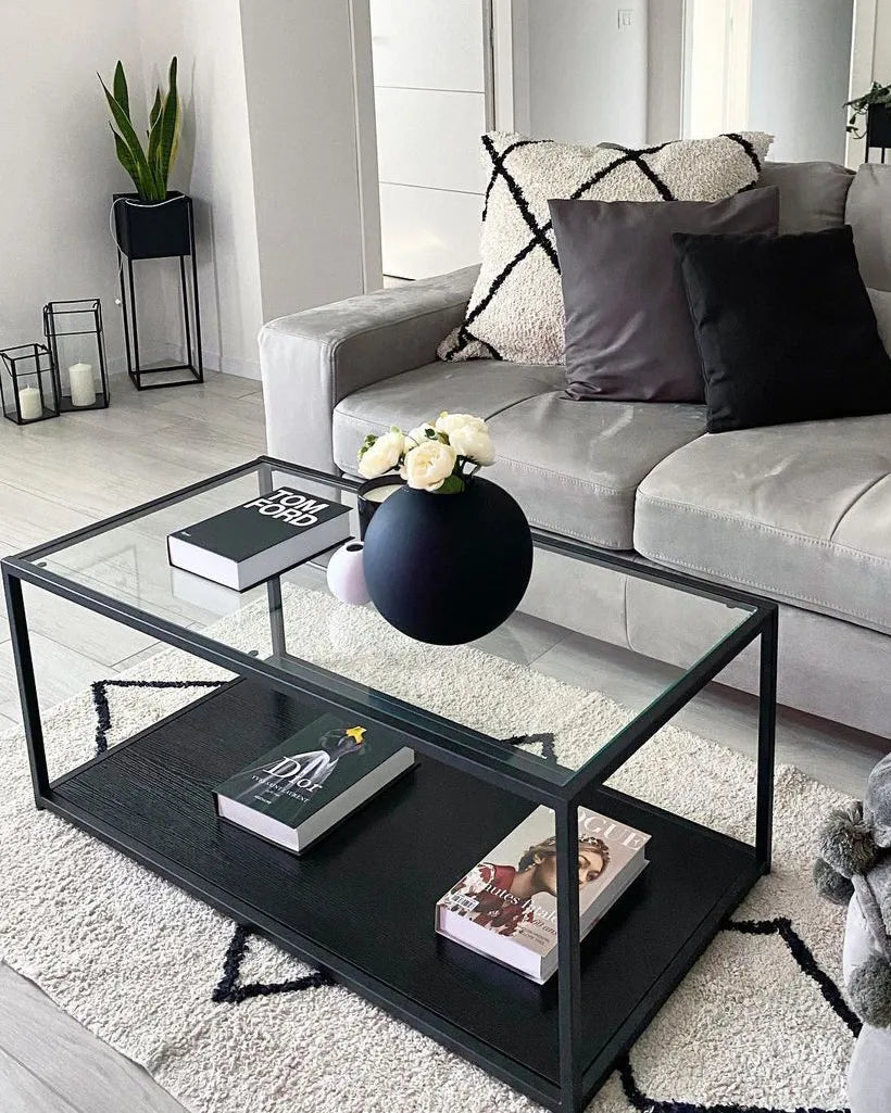 Coffee Table MEDORA Glass Black