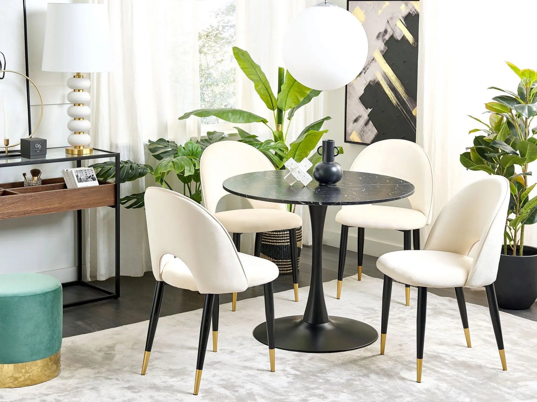 Set of 2 Dining Chairs MAGALIA Velvet Light Beige
