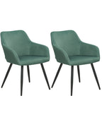 Set of 2 Dining Chairs CASMALIA Velvet Dark Green