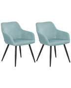 Set of 2 Dining Chairs CASMALIA Velvet Light Blue