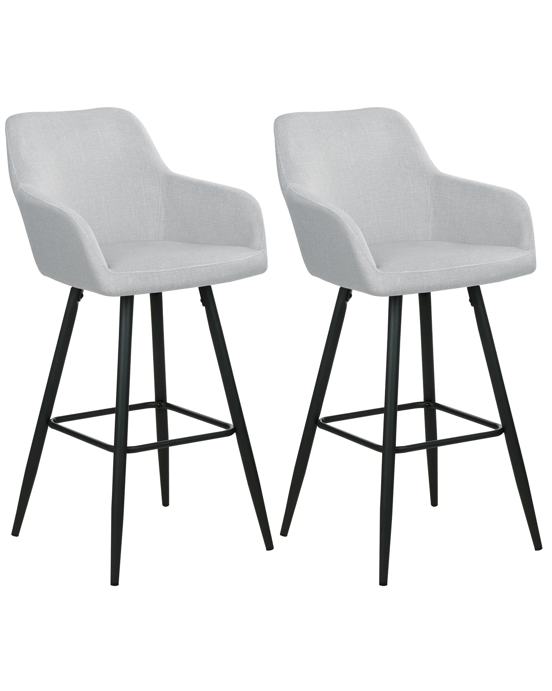 Set of 2 Bar Chairs CASMALIA Velvet Light Grey