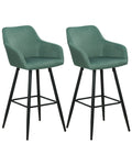 Set of 2 Bar Chairs CASMALIA Velvet Dark Green