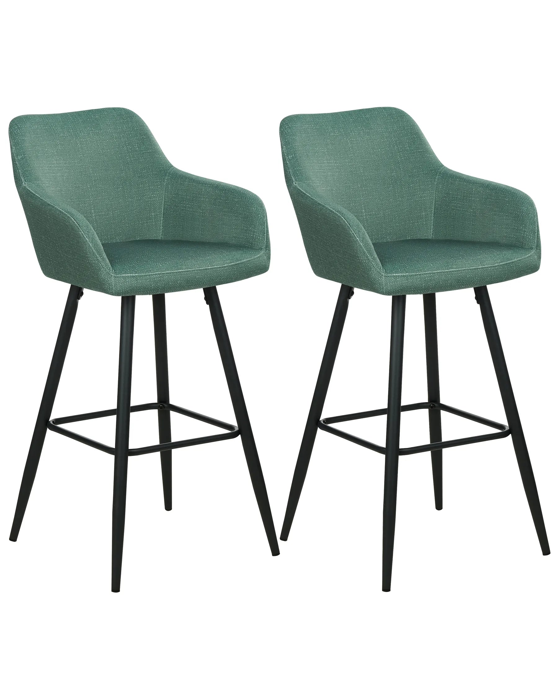 Set of 2 Bar Chairs CASMALIA Velvet Dark Green