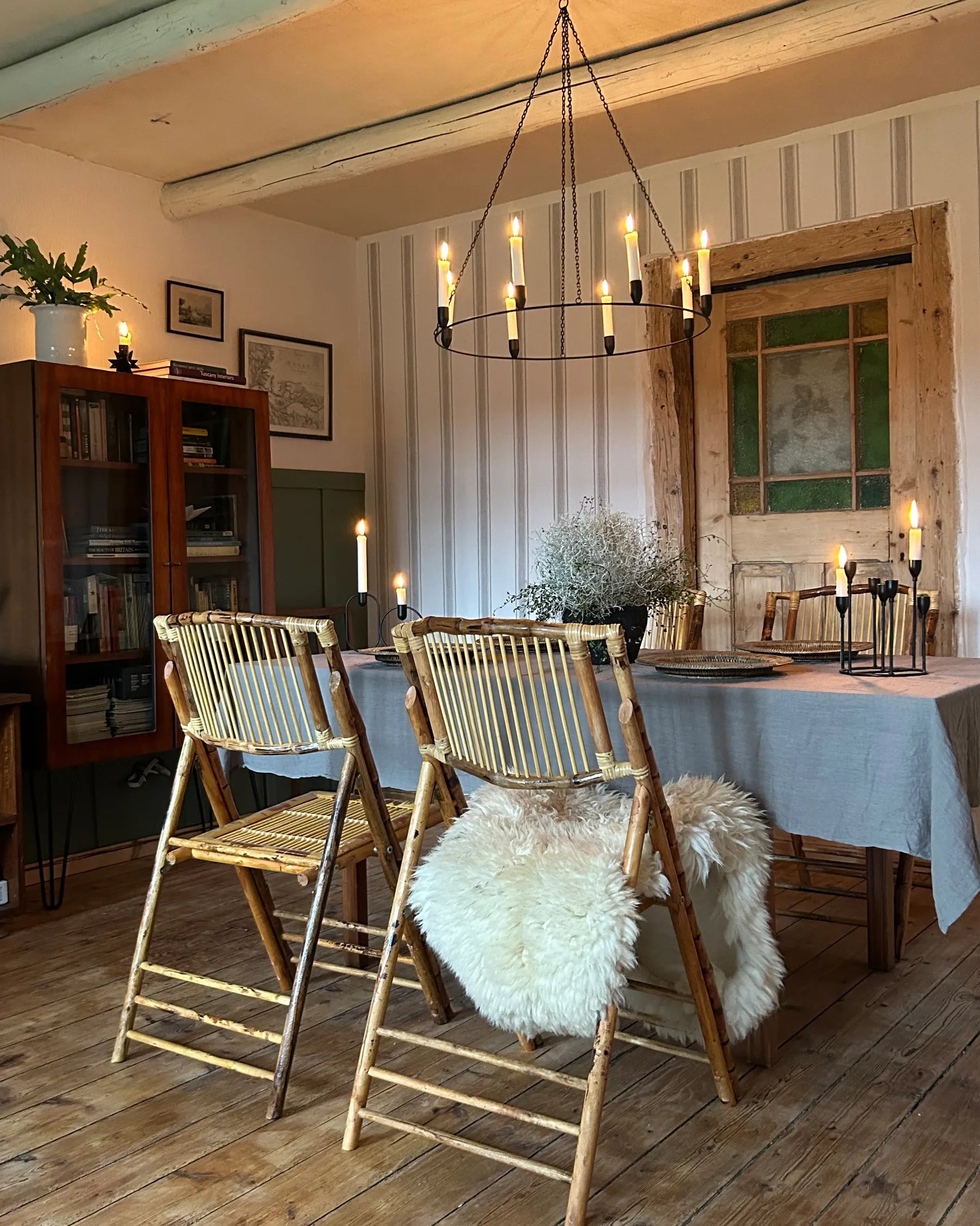 Set of 4 Dining Chairs Folding TRENTOR Bamboo Natural
