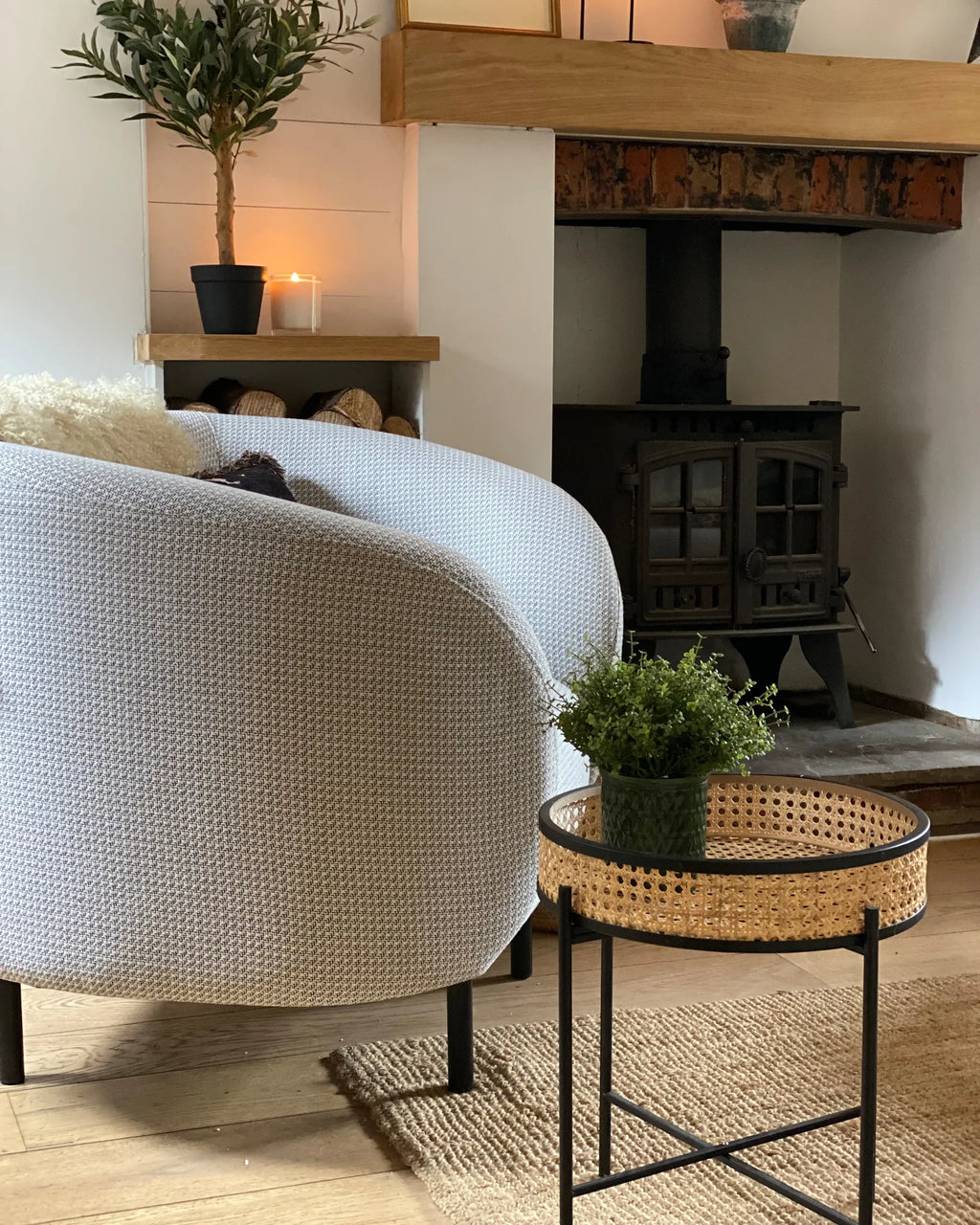 Armchair LOEN Fabric Black/ White