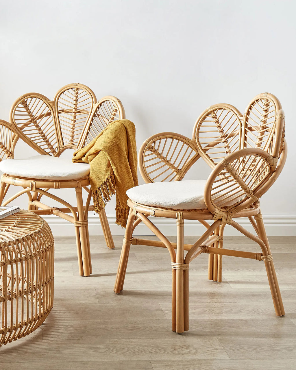 Set of 2 Peacock Chairs FLORENTINE II Rattan Natural