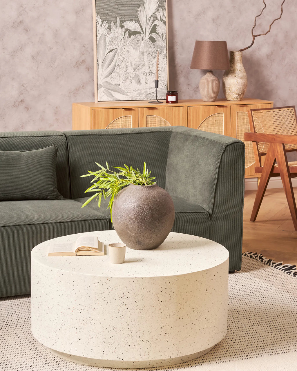 Coffee Table TREZZO 90 cm 90 cm Terrazzo Effect White Terrazzo