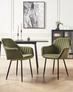 Set of 2 Dining Chairs WELLSTON Velvet Olive Green