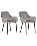 Set of 2 Dining Chairs WELLSTON Velvet Dark Grey
