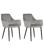 Set of 2 Dining Chairs WELLSTON Velvet Dark Grey