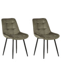 Set of 2 Dining Chairs MELROSE Velvet Olive Green