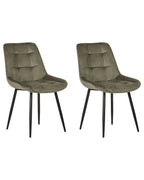 Set of 2 Dining Chairs MELROSE Velvet Olive Green