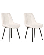 Set of 2 Dining Chairs MELROSE Velvet Off-White