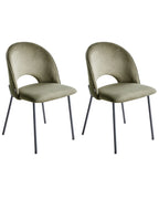 Set of 2 Dining Chairs COVELO Velvet Dark Green