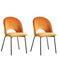Set of 2 Dining Chairs COVELO Velvet Orange